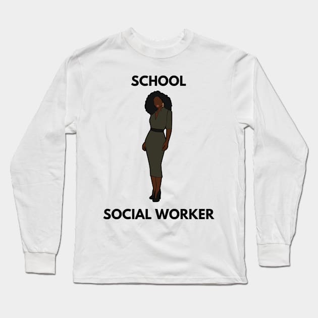 Black School Social Worker Long Sleeve T-Shirt by Chey Creates Clothes